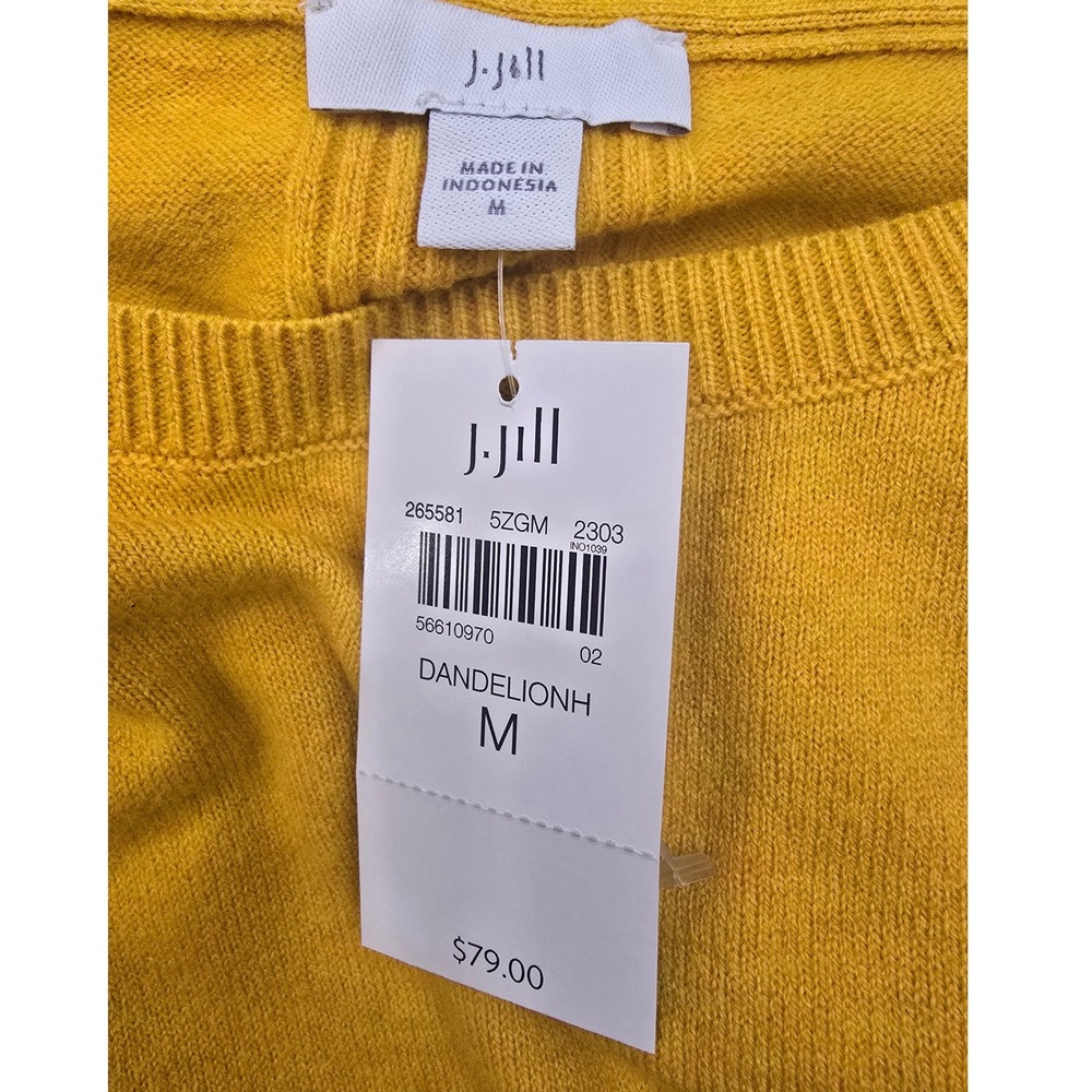 J.Jill NWT Dandelion Sweater Medium Mustard Yellow Cozy Minimalist Casual Preppy - Picture 2 of 7